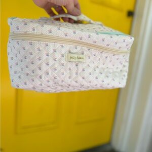 Cream Quilted Women's make Up Bag